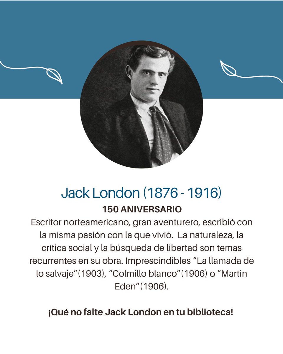 ⭐️Hoy se cumplen 150 años del nacimiento de Jack London🐺
Pocos autores vivieron con tanta intensidad: buscador de oro, marinero y eterno aventurero. 
Nos dejó lecciones de supervivencia y naturaleza que hoy siguen más vigentes que nunca. 🔗uniliber.com/seleccion/libr…
#JackLondon150