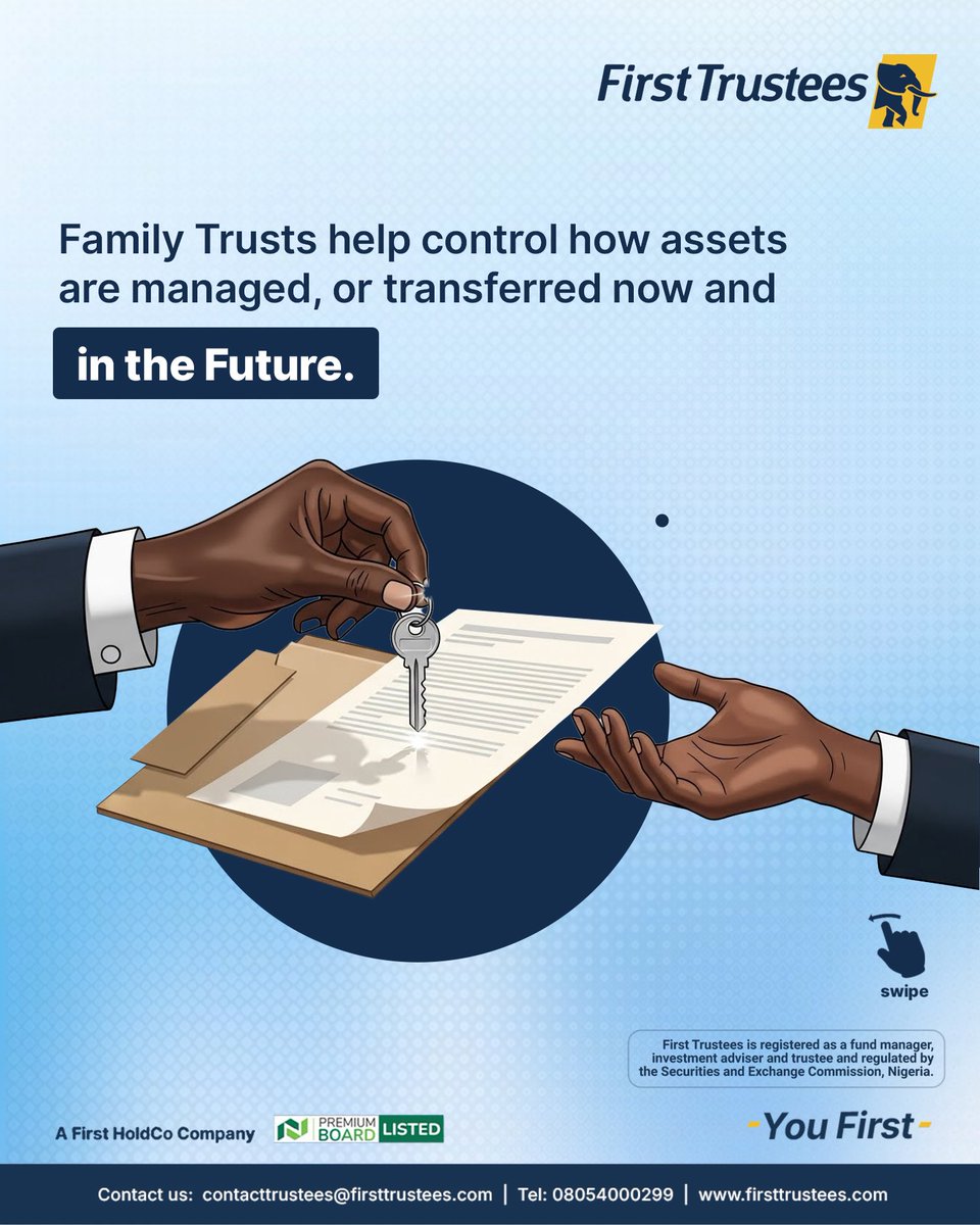 FirstTrustees's tweet image. Do you know why you need a family trust?
It’s the most reliable way to ensure your legacy and assets are well preserved into the future.
Get started with First Trustees today!

First Trustees is registered as a fund manager, investment advisor and trustees and regulated by the…