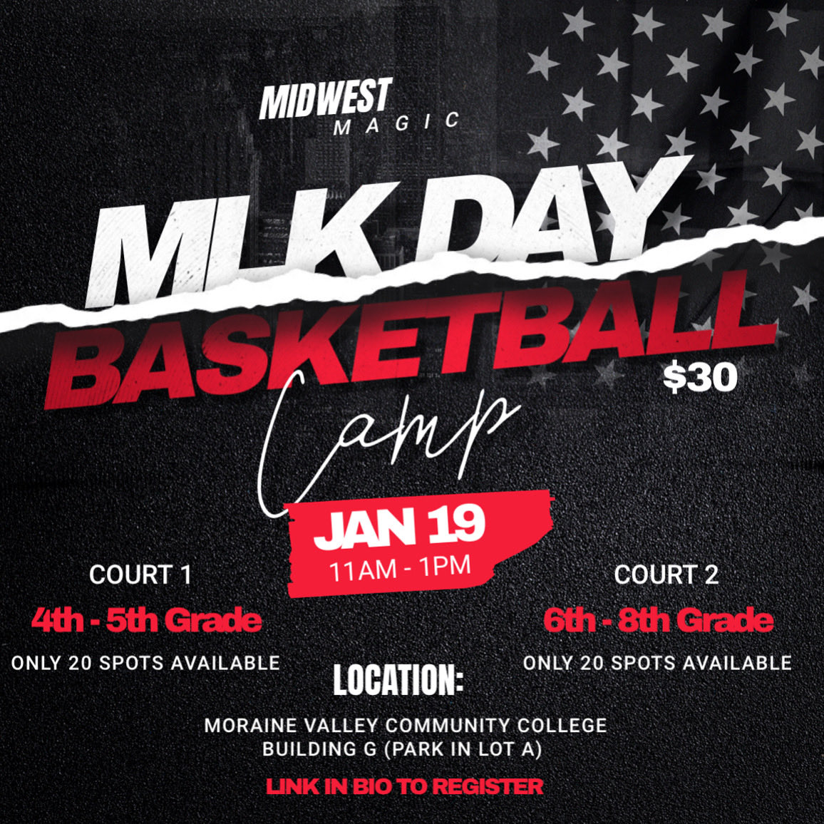 Midwest_Magic_'s tweet image. MLK Day Basketball Camp = high reps, high energy, real skill development.
Limited spots. Lock in. 🦾⏱️
#MidwestMagic #EarnYourMinutes 

Register ➡️ forms.gle/ujQhzwHHRQ4jyo…