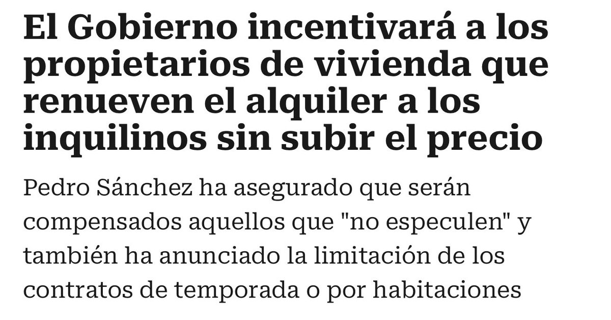 Lo del Gobierno con la vivienda no tiene perdón. ¿Bajar el precio del alquiler? No, su preocupación es que los rentistas no pierdan dinero. Con estos regalos fiscales, ya sea pagando el alquiler o con sus impuestos, paga la gente y se enriquecen los mismos. Que ardan las calles.