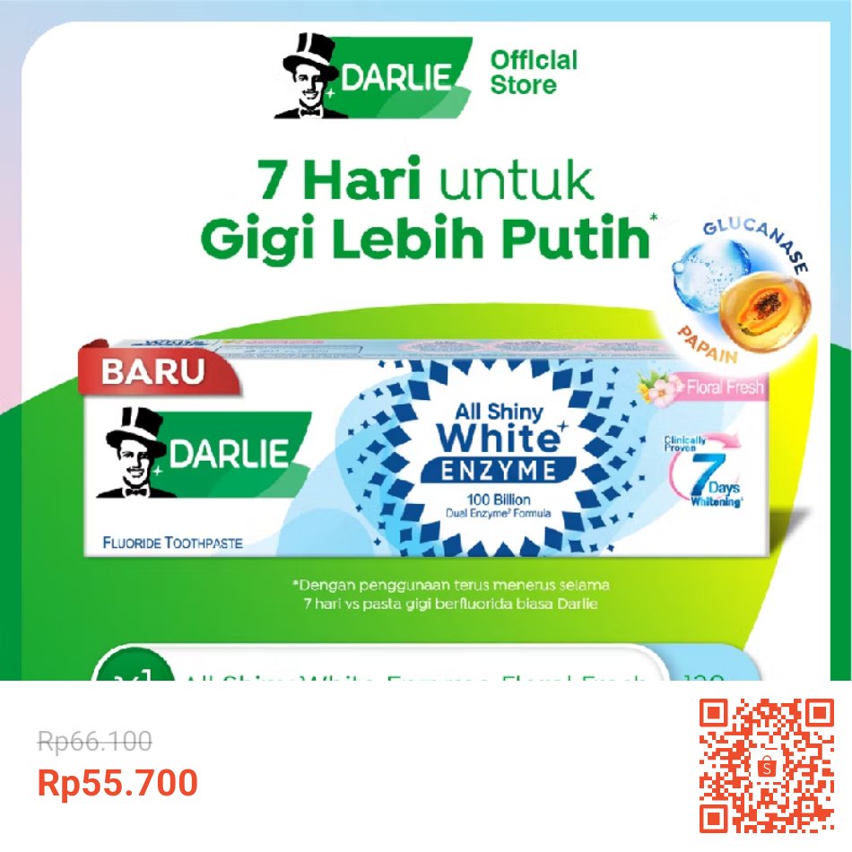 AjulSenjul's tweet photo. ‼️DISKON‼️
Pasta gigi Darlie varian ini bisa mutihin gigi cuma 7 hari aja loh 🐙
 #Shopeevideo
 #Infodiskon

🛒https://t.co/ZnDP46xXCD https://t.co/zKHMlQIJhv