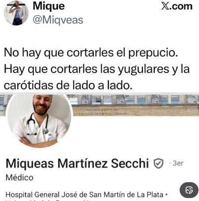Ojo si sos judío y te atendés en el Hospital San Martín de La Plata. Te puede atender el doctor Miques Martínez Secchi y ya se sabe que a los cirujanos se les va la mano.