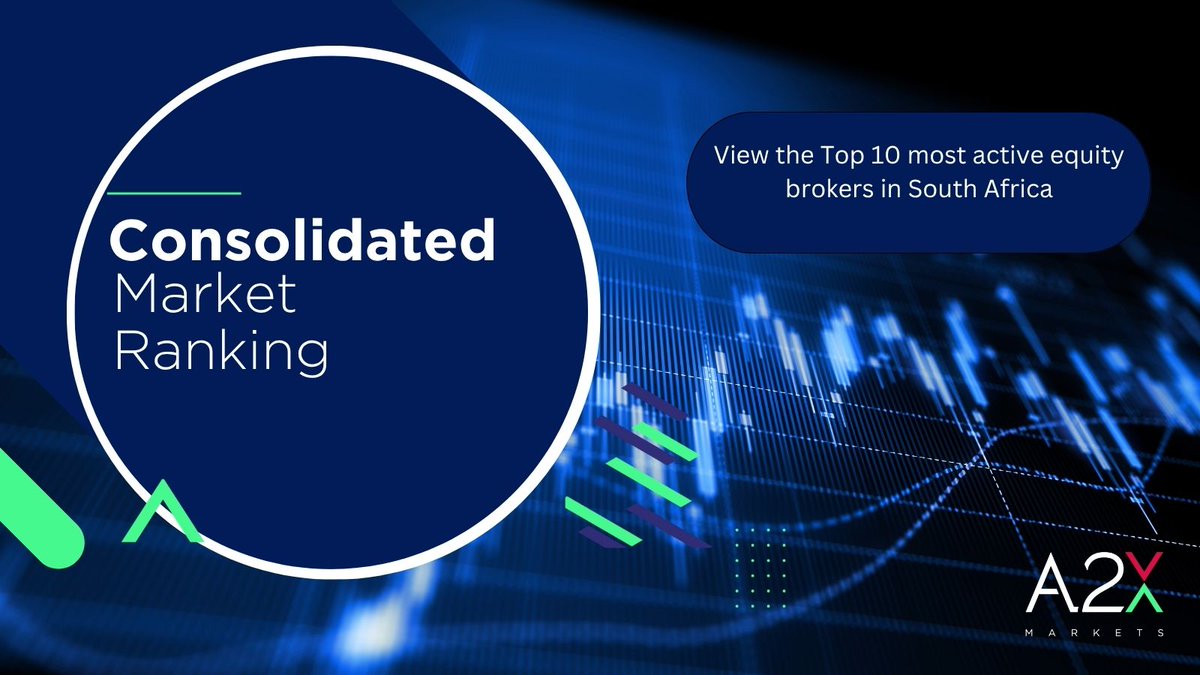 Each month we publish a consolidated ranking of the top 10 most active equity brokers in the SA market. This based on total on-book trade value for combined activity across markets. This is released monthly and for the year-to-date period. View it here: a2x.co.za/?page_id=1388