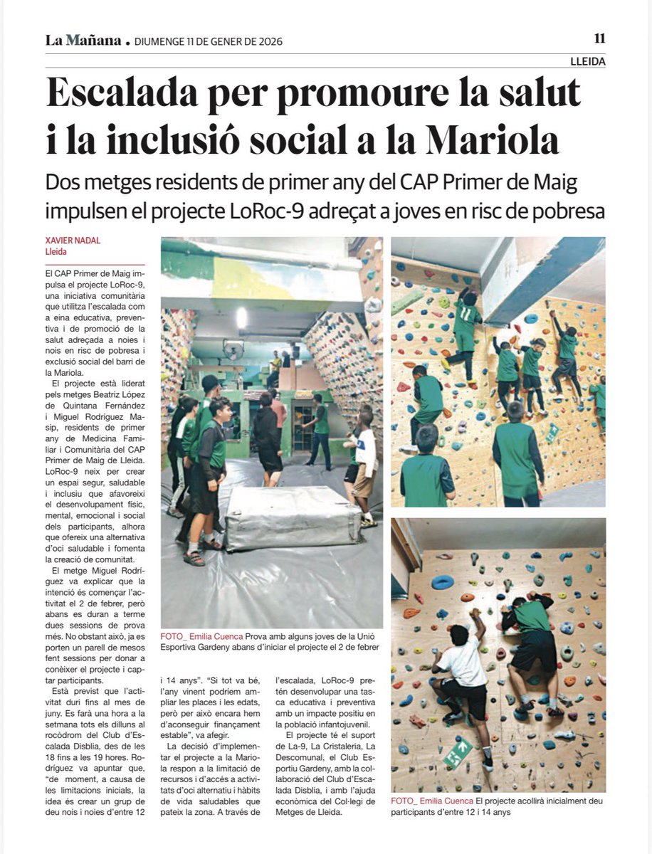 j0sepMontserrat's tweet photo. La salut comunitària és una part essencial de la formació en Medicina Familiar i Comunitària @apicslleida 

Projectes com LoRoc-9, liderats per residents, demostren que fer salut va molt més enllà de la consulta.
#SalutComunitària #MFiC https://t.co/mt5nRu8Swp