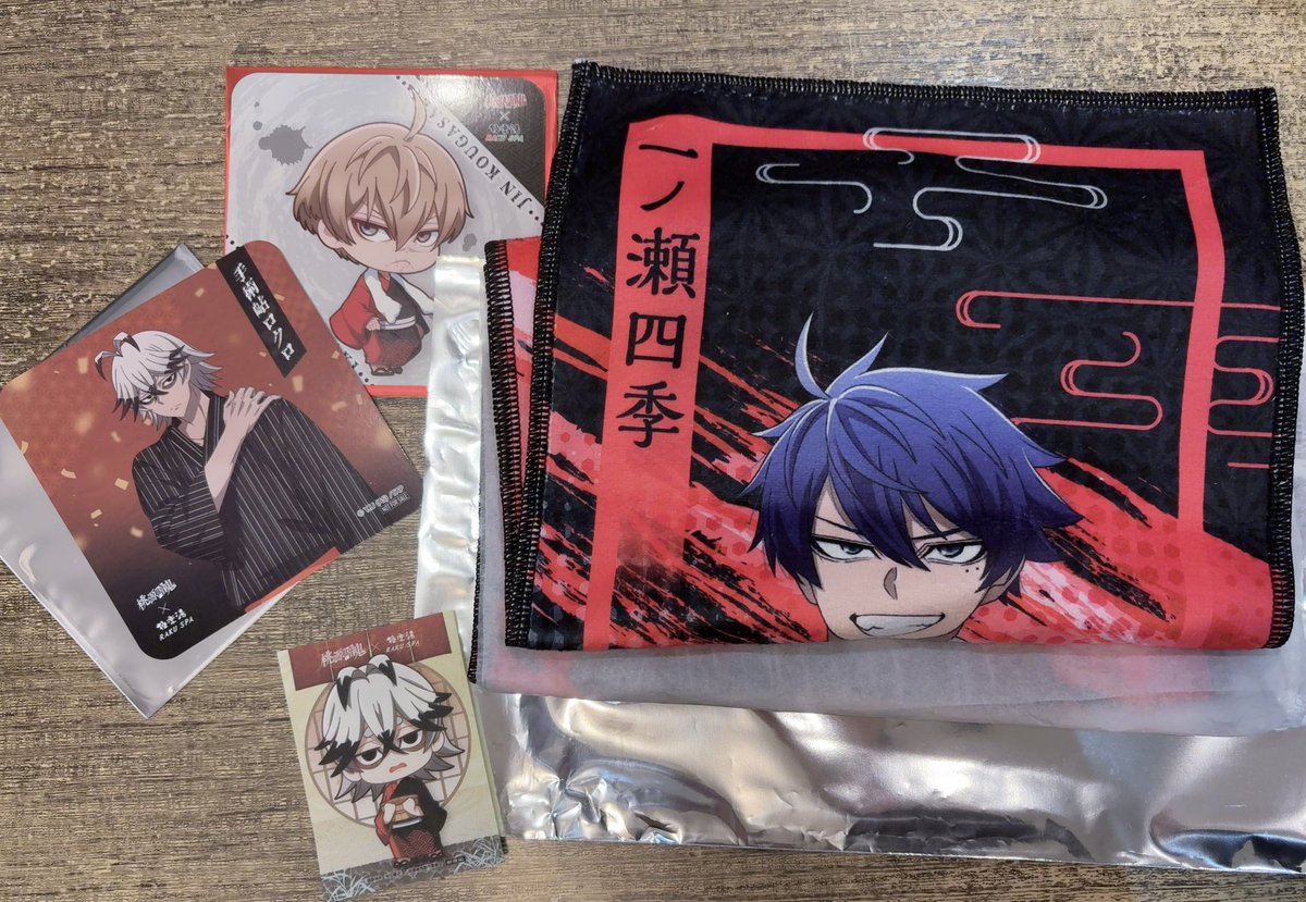 交換】極楽湯 桃源暗鬼 コースター、マフラータオル、購入特典 譲