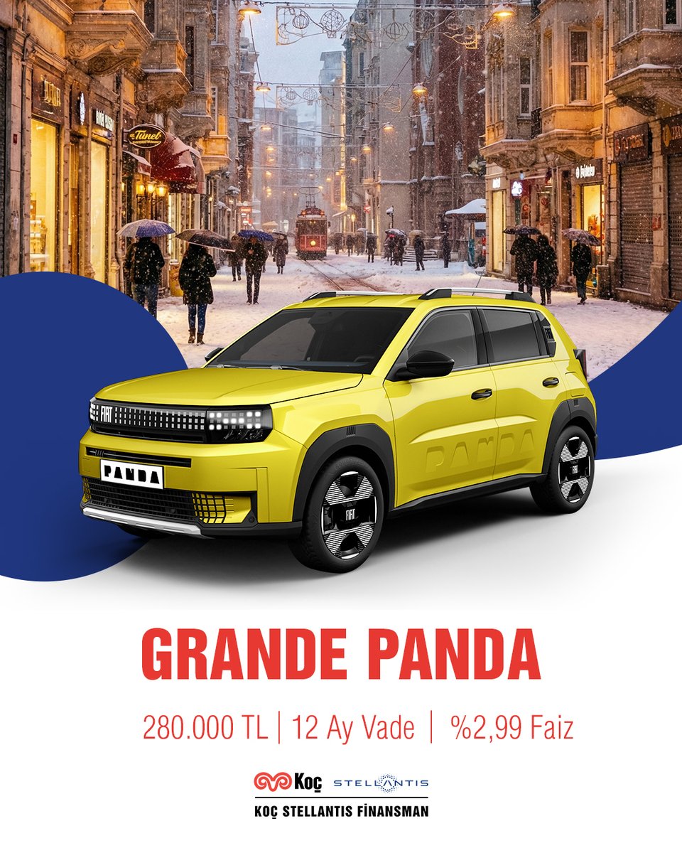 Kış, şehri başka bir renge boyar.
GrandePanda ile her yol bir hikâyeye dönüşür.

#KoçStellantisFinansman #TaşıtKredisi #Fiat #GrandePanda