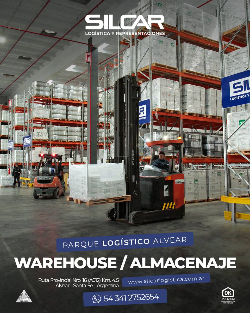 📦En Silcar Logística y Representaciones S.A. contamos con dos centros estratégicamente ubicados en la Ciudad de Rosario y Alvear.

🏭El Parque Logístico en Alvear cuenta con 250.000 m², con más de 54.000 m² construidos.

🌐silcarlogistica.com.ar

#GrupoSilcar #Silcar