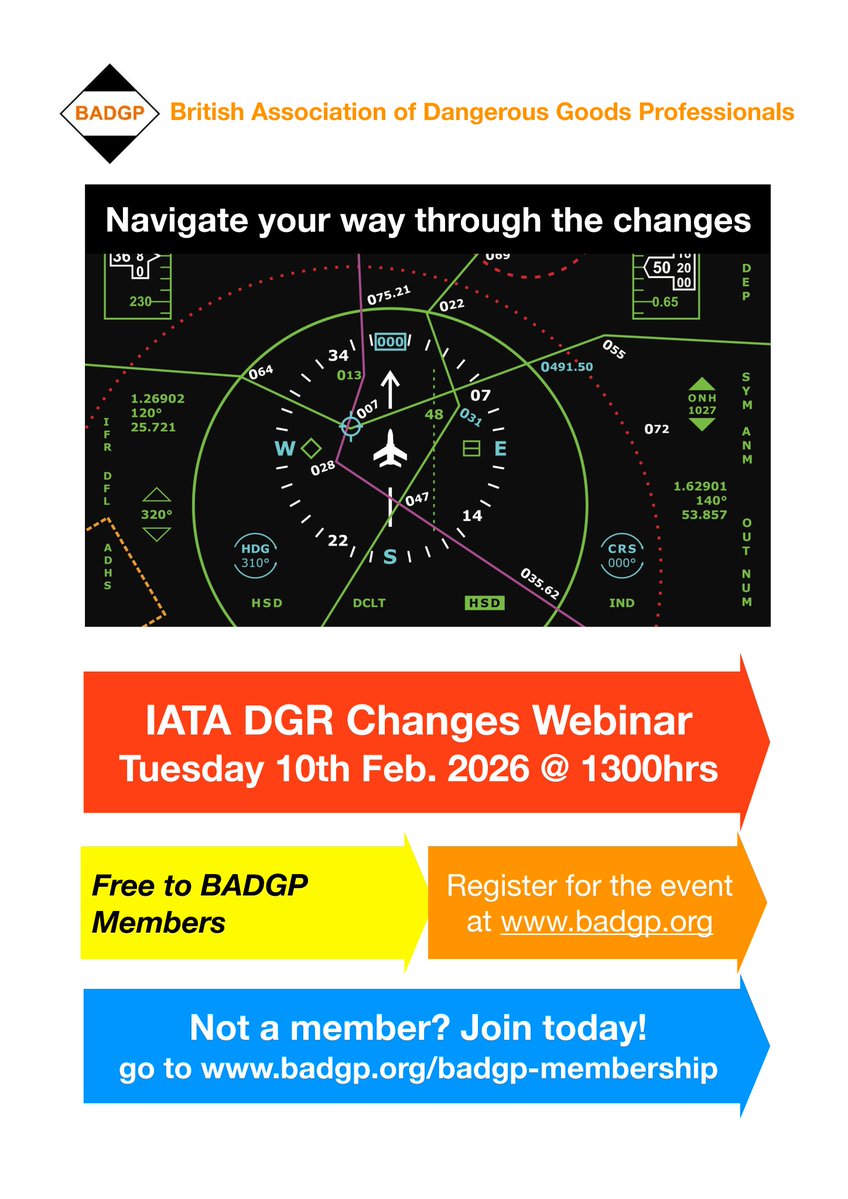 Learning about the changes that are required for this year may just be the step you need in order to take control of your shipper responsibilities properly. Be informed and be in control.

Register for the webinar: badgp.org/event-6509242

#badgp #dgsa #dangerousgoods #iata