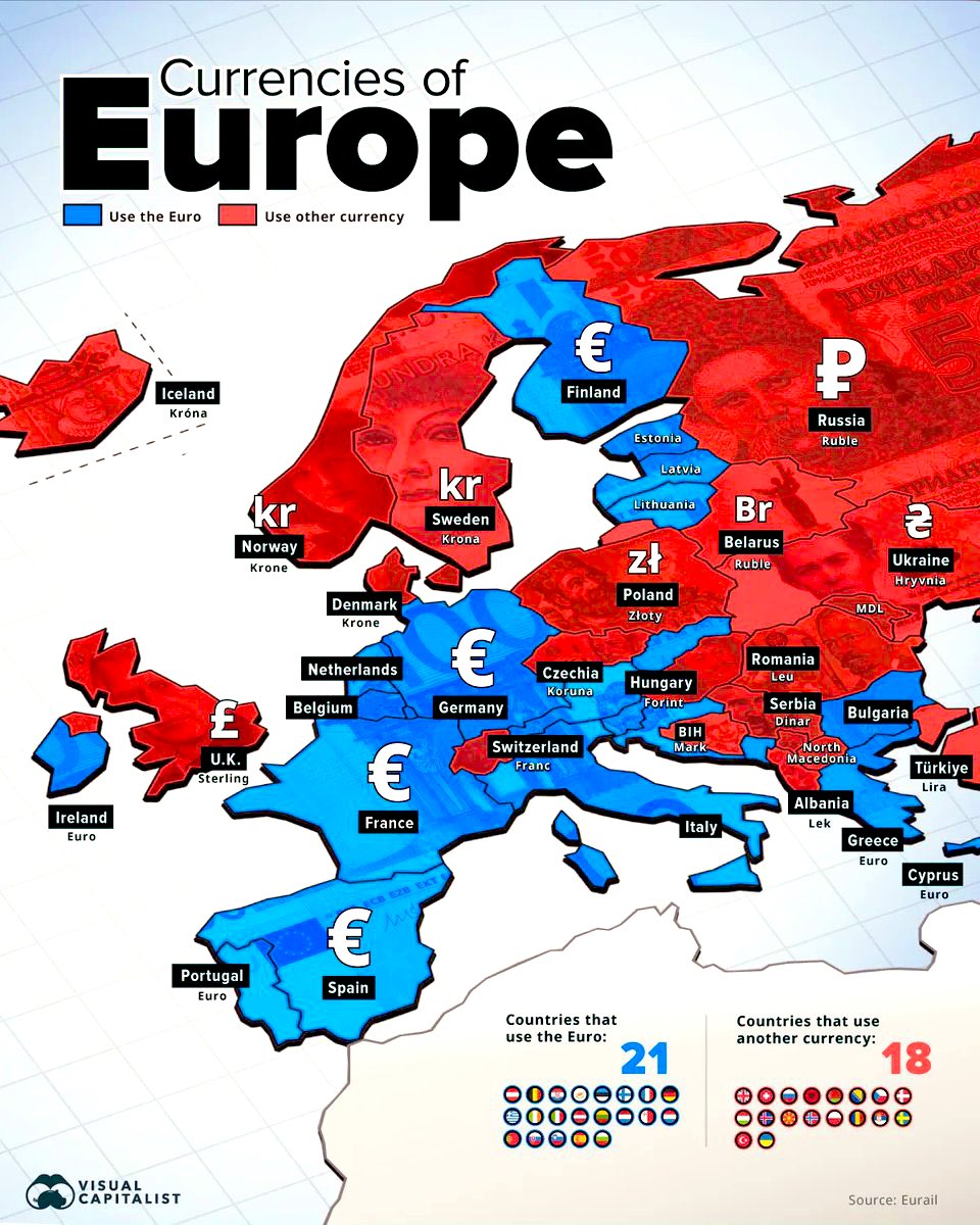 derbas82's tweet image. أحفظها قبل السفر
الدول التي تتعامل باليورو
باللون الأزرق فقط ..