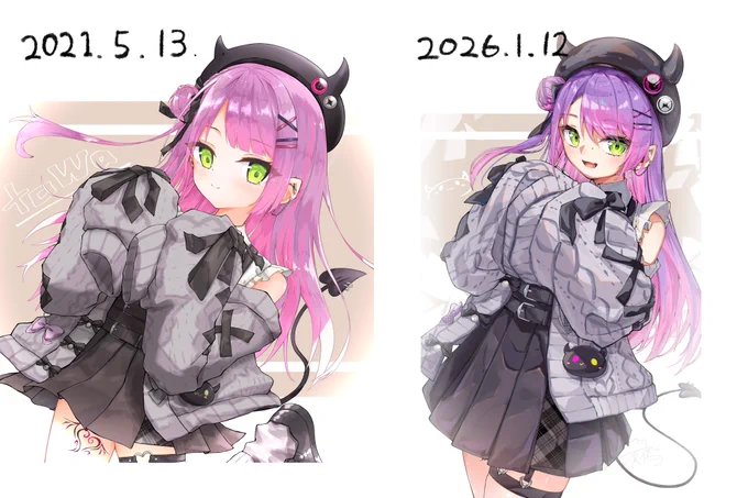 2021.5.13→2026.1.12 #画力ビフォーアフター 顔面が最強に可愛くなりました