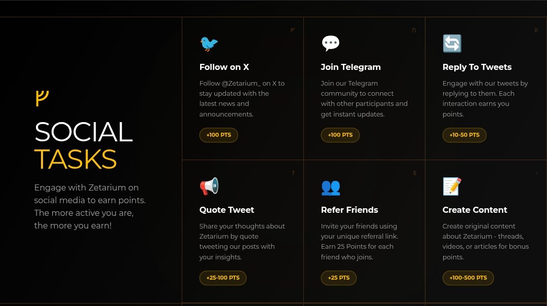 I like the fact that the <a href="/Zetarium_/">Zetarium</a> airdrop campaign is not based on the number of X followers you have.

What truly matters is consistent and active engagement on X. Everyone has a fair chance to earn points.

Ways to Earn Points:

👉 Get started here: tinyurl.com/2fvru4jk