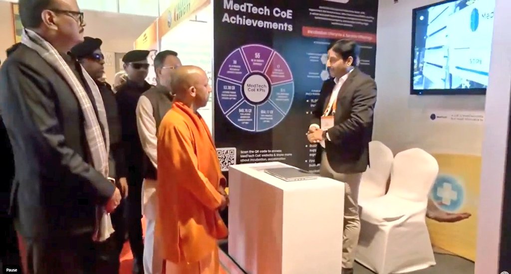 Hon’ble Chief Minister of Uttar Pradesh Sh. Yogi Adityanath maharaj ji
<a href="/myogiadityanath/">Yogi Adityanath</a>
along with MoS MeitY Sh. Jitin Prasada ji <a href="/JitinPrasada/">Jitin Prasada जितिन प्रसाद</a>
&amp; Dy. CM Sh. Brajesh Pathak ji <a href="/brajeshpathakup/">Brajesh Pathak</a>
visited #STPIMedTechCoE stall in the “UP AI &amp; Health Innovation Conference”, at Lucknow.