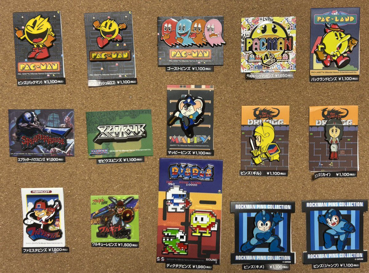 ファミコン ナムコ ワープマン ゲーム ピンバッジ ピンズ レトロ 懐かしのファミカセがピンズに！「ナムコミュージアム カセットピンズ