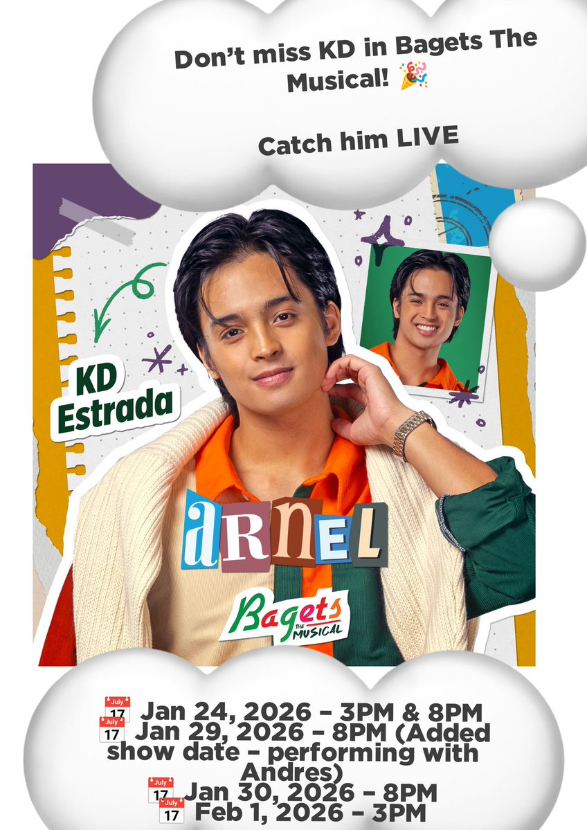 KDLEXCARESFORE1's tweet image. Don’t miss KD in Bagets The Musical! 🎉

Buy your tickets now for the BAGETS MUSICAL SHOW if you want to witness these handsome guys!!

#KDEstrada 
#KdLex