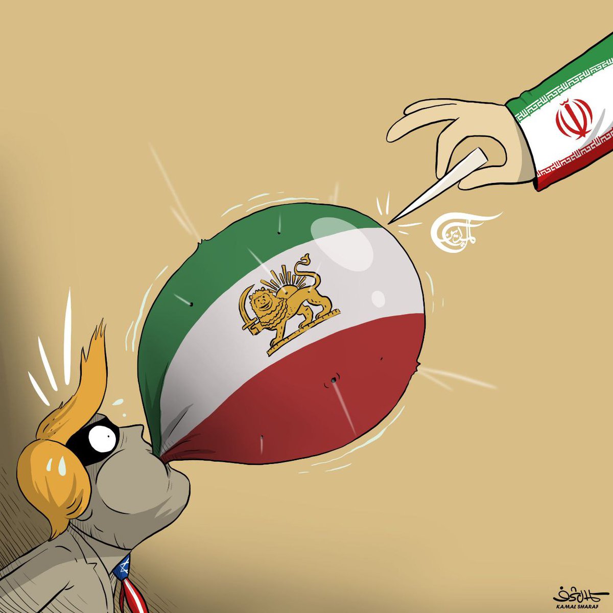 TehranTimes79's tweet photo. Kamal Sharaf's cartoon on Trump's futile attempts to stir up trouble in #Iran. https://t.co/NNdKTpWq3g