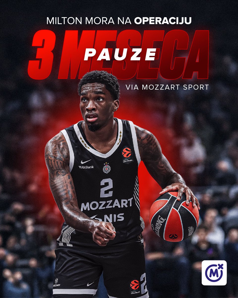 MozzartBet's tweet image. Američki plejmejker Šejk Milton polomio je kost leve šake u Podgorici, zbog čega će morati na operaciju, saznaje Mozzart Sport.

Na utakmici protiv Studentskog Centra je u jednom duelu zakačio protivničkog košarkaša za dres, što je uticalo na to da doživi ozbiljniju povredu.…