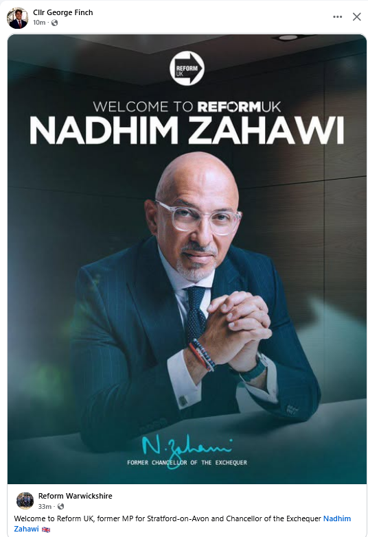 greennuneaton's tweet image. Dear @_GeorgeFinch 
is there no disgraced Tory that you would not welcome into your party? While you were at school, Nadhim heated is stables on MP allowances, dogged millions in tax on capital gains as founder of YouGov and then uses SLAPPs against those who asked questions.