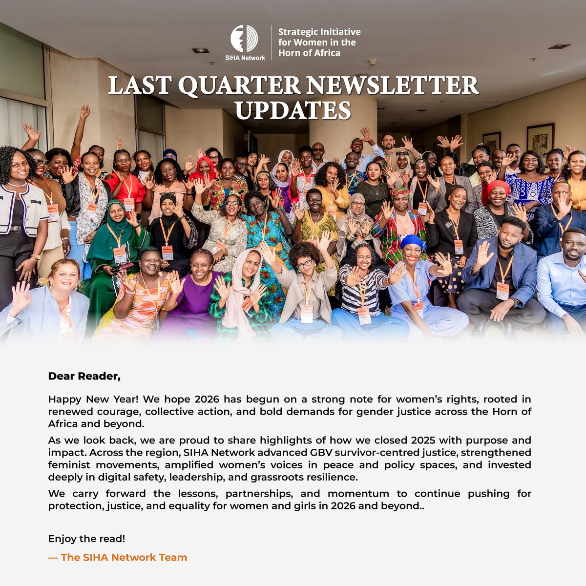 💡 Our latest newsletter is now available: mailchi.mp/feca002a058b/e…

Inside this Edition, you’ll find:
🟢Reflections from regional &amp; international advocacy spaces
🟢Vibrant stories of community action &amp; feminist movement-building across Sudan, Somalia, South Sudan, Ethiopia,