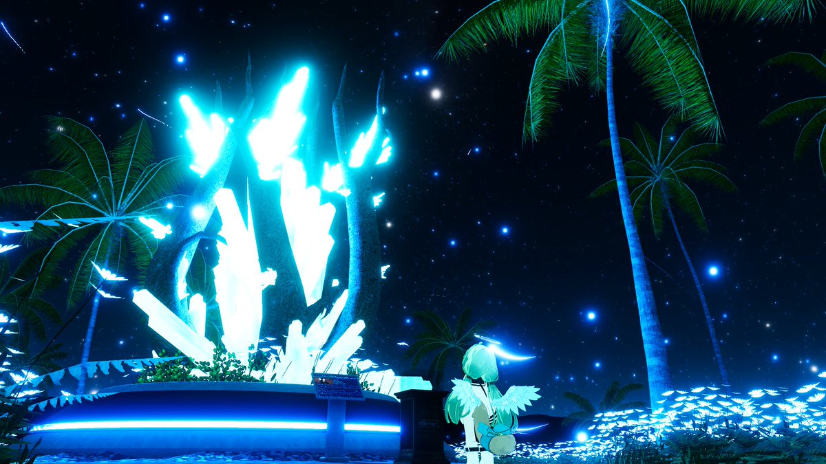 tetra_moon's tweet image. ワールド　The Island Shrine
作者様　　StephenVR

光るお花が綺麗な島の神殿のワールド
鳥居の先には輝くクリスタルのご神体が鎮座している
満天の星空を眺めながらゆっくりしよう
#VRChat_world紹介 #VRChatワールド紹介