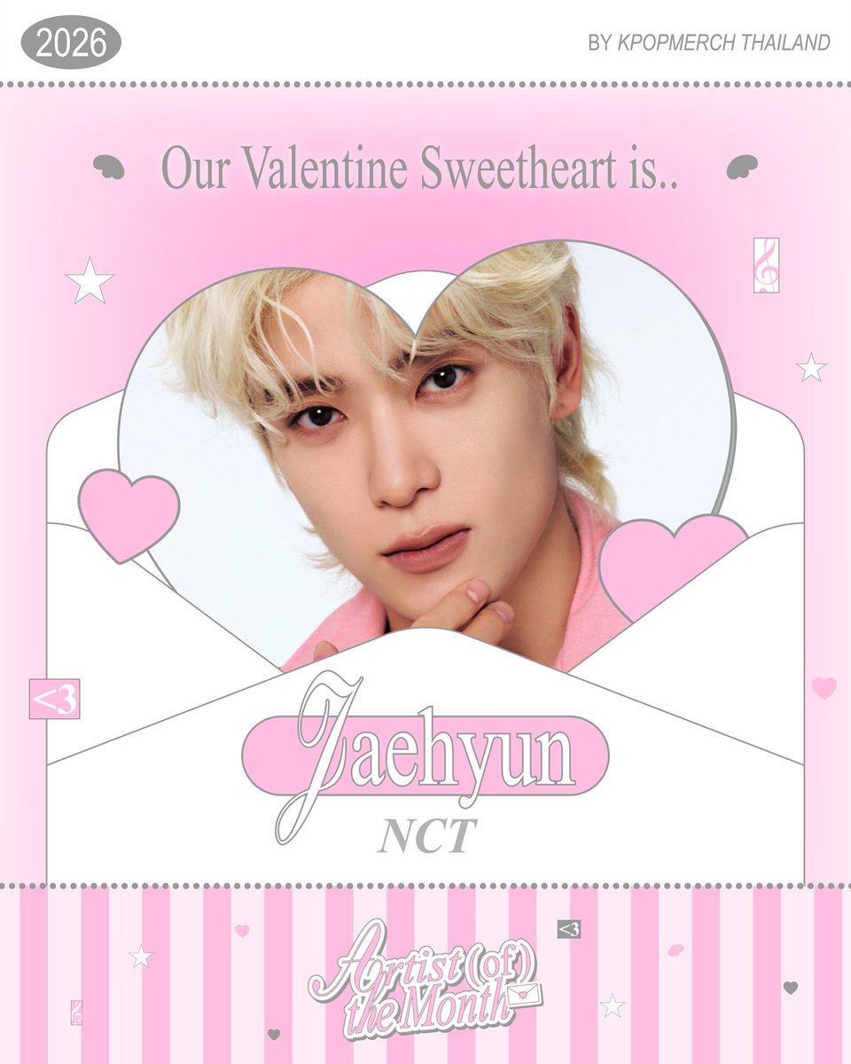 𝒜rtist of the month ⊹ ࣪ ˖ ໒꒱
— 𝐹ebruary in the theme of .. 𝓥alentine 𝓢weetheart

💌 congratulations ₊˚⊹♡
#JAEHYUN #NCT 
💗 วาเลนไทน์บอย 💗

อย่าลืมแวะมารับชมป้ายโปรโมทของ JAEHYUN ♡ Artist Of The Month ♡ ประจำเดือนกุมภาพันธ์ ที่ร้าน KPOPMERCH ได้ทั้งสองสาขา
📍KPOPMERCH,