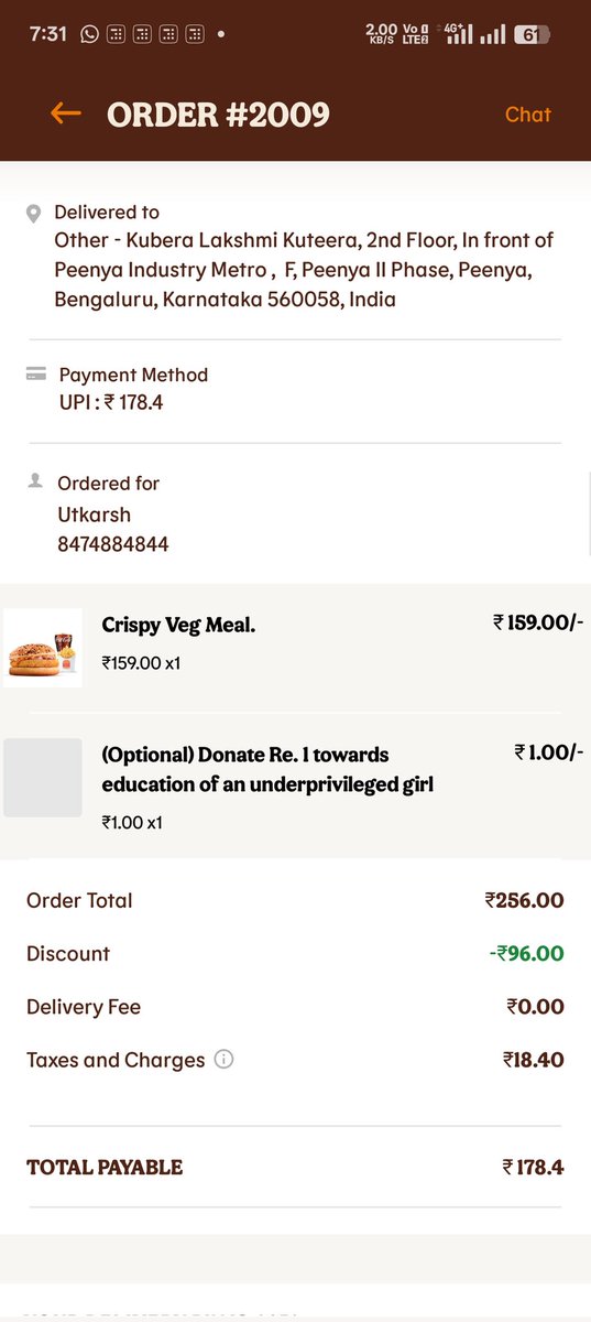 Utkarsh31728134's tweet photo. @burgerkingindia delivery guy, but no-one picked my call. Afterwards I also mailed to your consumer help mail which also was not responded. This is very unprofessional for such a brand. Kindly look into the matter urgently &amp; solve it. I am attaching some screenshots for your ref. https://t.co/c2PVmOwVGA
