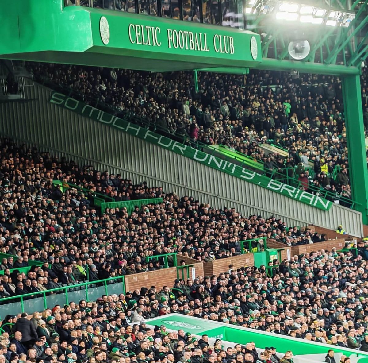 NCCeltic's tweet image. At Saturday's match, there were messages for both the Chairman Brian Wilson who called for "unity" while fans remain banned; and the CEO Michael Nicholson whose position has been untenable for some time.