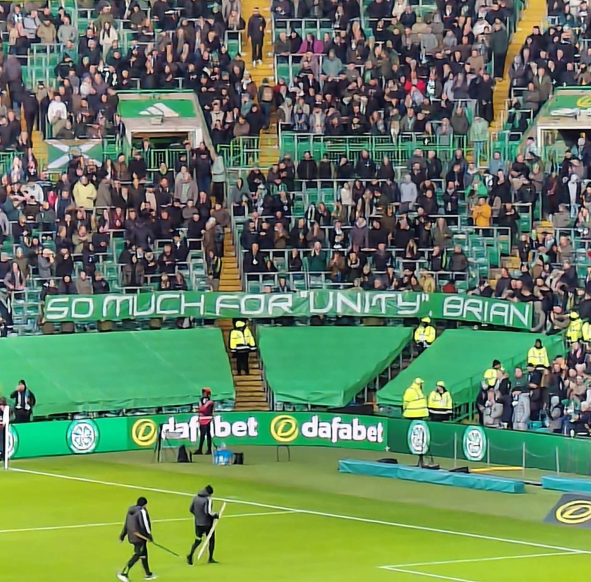 NCCeltic's tweet image. At Saturday's match, there were messages for both the Chairman Brian Wilson who called for "unity" while fans remain banned; and the CEO Michael Nicholson whose position has been untenable for some time.