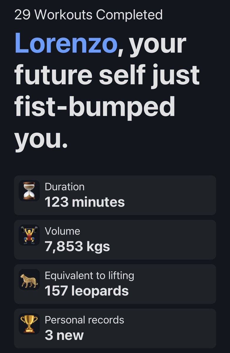 enzoroks's tweet photo. Some of you may know I’m going through a “transformative” fitness journey 🤣

And although it’s a personal goal I just wanted to share the little things I appreciate about using my workout app.

It’s the little things ❤️💪🏻
(This is my “Duolingo” I need to keep my streak going) https://t.co/CZE2RlVvBV