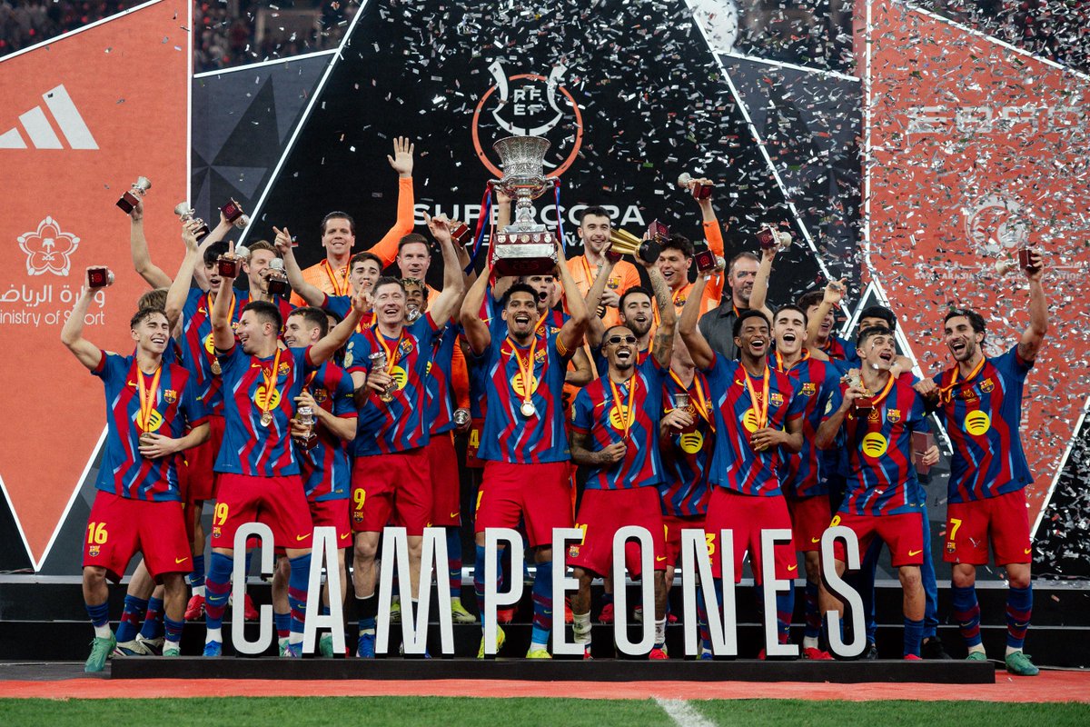 BoKrkic's tweet photo. Supercampions! Segona Supercopa d’Espanya consecutiva gràcies a la feina, el compromís i el talent de tot l’equip. Visca el Barça! 💙❤️ https://t.co/hWKIbVwypW