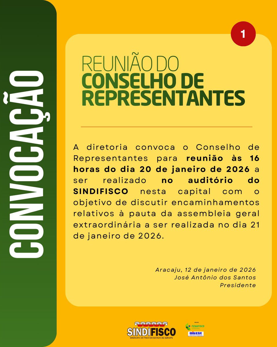SINDIFISCOSE's tweet image. Convocações