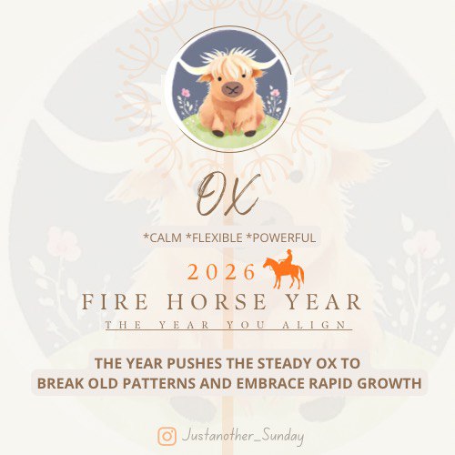 jricha369's tweet photo. 🔥🐂 OX IN 2026: STEADY NO MORE — IT’S TIME TO LEVEL UP 🐂🔥 The Bing Fire Horse Year doesn’t break the Ox… it activates it. Slow turns strategic. Stable turns powerful. This is your year to stop waiting and move with intention.
✨ “I anchor. I advance. I rise stronger.” https://t.co/j1OghdUVll