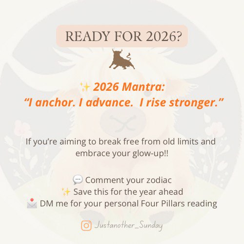jricha369's tweet photo. 🔥🐂 OX IN 2026: STEADY NO MORE — IT’S TIME TO LEVEL UP 🐂🔥 The Bing Fire Horse Year doesn’t break the Ox… it activates it. Slow turns strategic. Stable turns powerful. This is your year to stop waiting and move with intention.
✨ “I anchor. I advance. I rise stronger.” https://t.co/j1OghdUVll