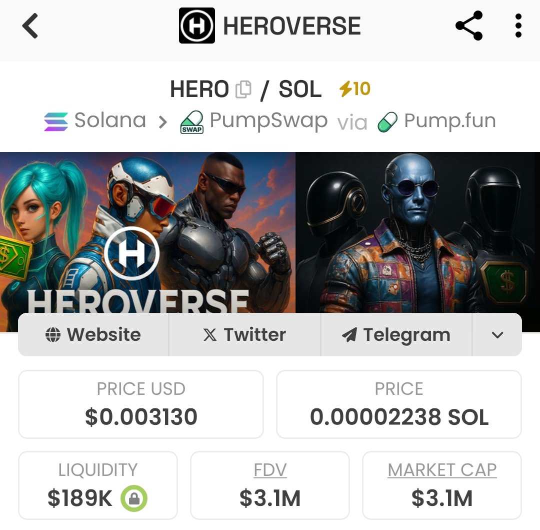 ChaseTheGem's tweet image. HEROVERSE CALL UPDATE 

Called at $86k marketcap. Now sitting at 3.1 million marketcap and going. 

Ca: Gbz4HzY4KunK96e8dART7GhbV4bEjYSUXEA2cy2qpump