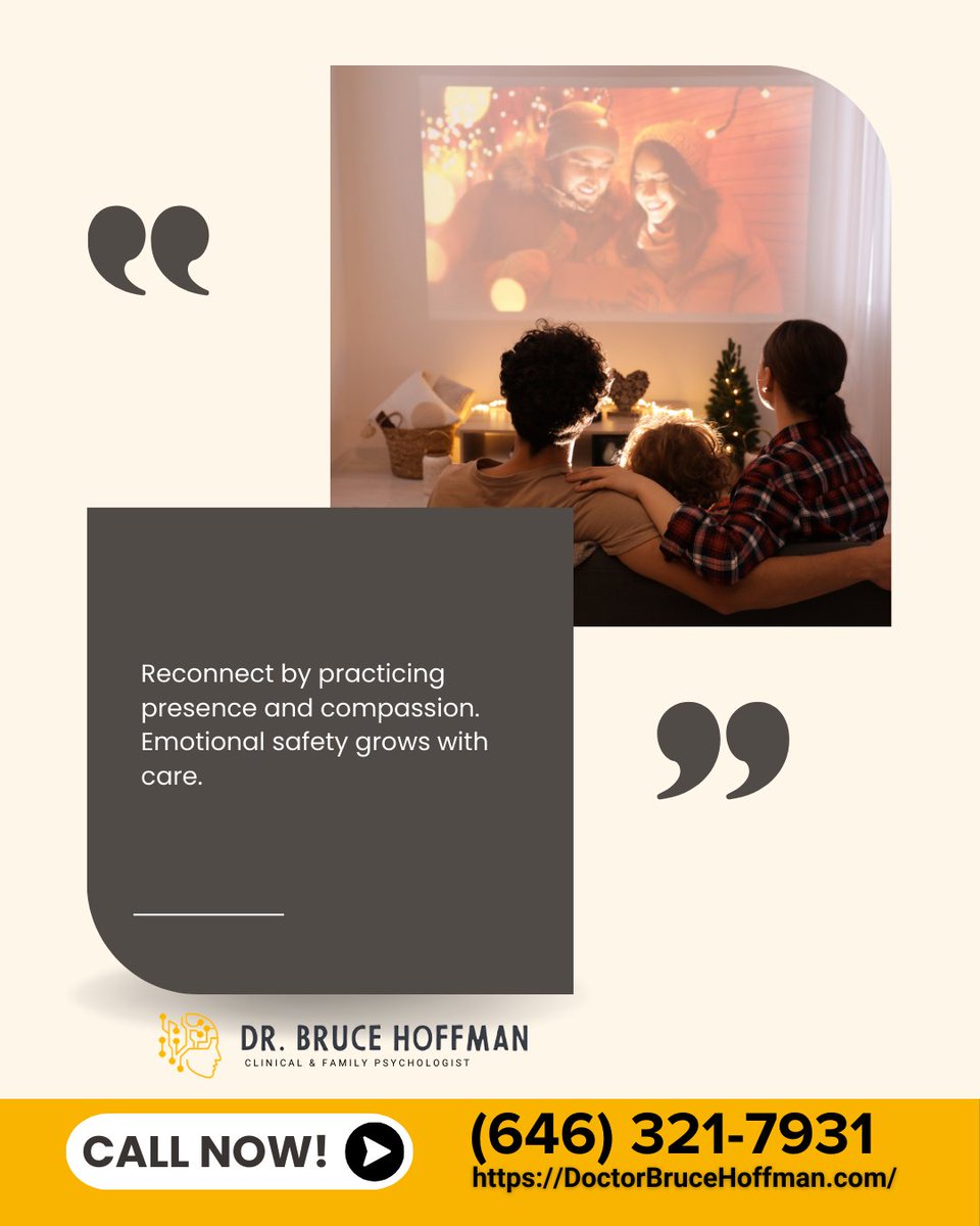 DrBruceHoffman's tweet image. Emotional distance after holidays is common. Freeport NY intimacy therapy rebuilds trust and connection through simple daily habits. Dr. Bruce Hoffman supports stronger emotional safety. Call (646) 321-7931. #IntimacySupport #StrongerTogether