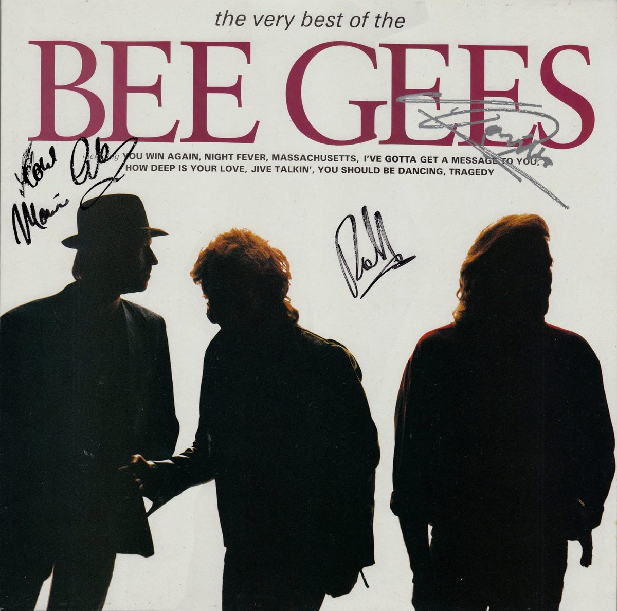myRockworld memories - on this Day 2003 -
Singer-songwriter Maurice Gibb from The Bee Gees died aged 53 in Miami Hospital, Florida following a heart attack during abdominal surgery.

Vinyl fully signed by all 3 members of The Bee Gees