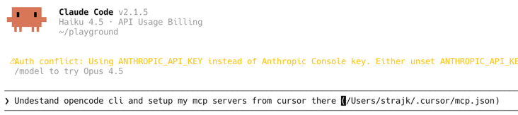 using claude code to migrate cursor mcp servers to opencode, feels wrong but works