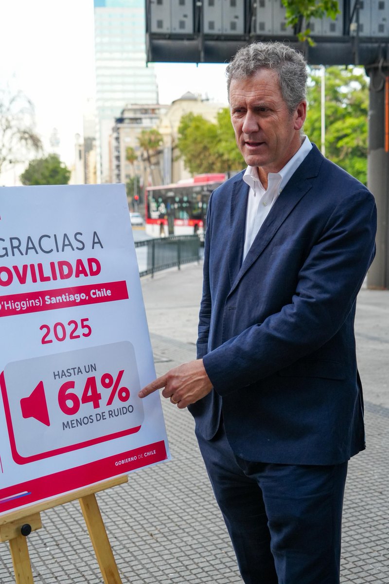 MTTChile's tweet image. La contaminación acústica bajó un 64% en el eje Alameda en 2025 ⚡️

El ministro Juan Carlos Muñoz, junto con la ministra @MMAChile Maisa Rojas y la directora de @DTPMet, Paola Tapia, informan del impacto positivo de los buses eléctricos en la reducción del ruido de Santiago