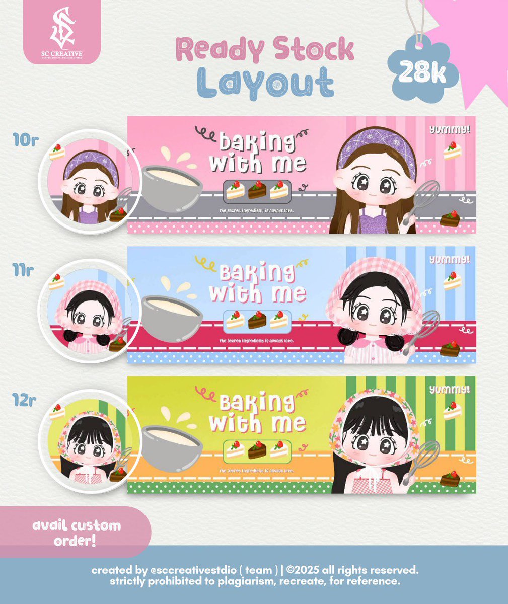 sccreative2's tweet image. Help retweet? thank u 💗⭐️
Haloo aku ada layout ready stock chibi, hanya tersisa 1 saja yang 11r 😍
Avail resize wabis ya! yok jemput sekarang ✨
#zonauang #zonaba