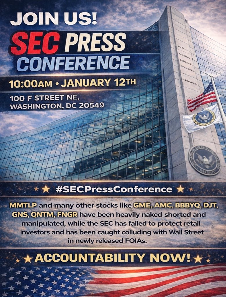 xMarketNews's tweet image. Massive press conference going on at the SEC demanding accountability and transparency on behalf of all retail investors. Pleas spread the word @cvpayne and broadcast this conference!