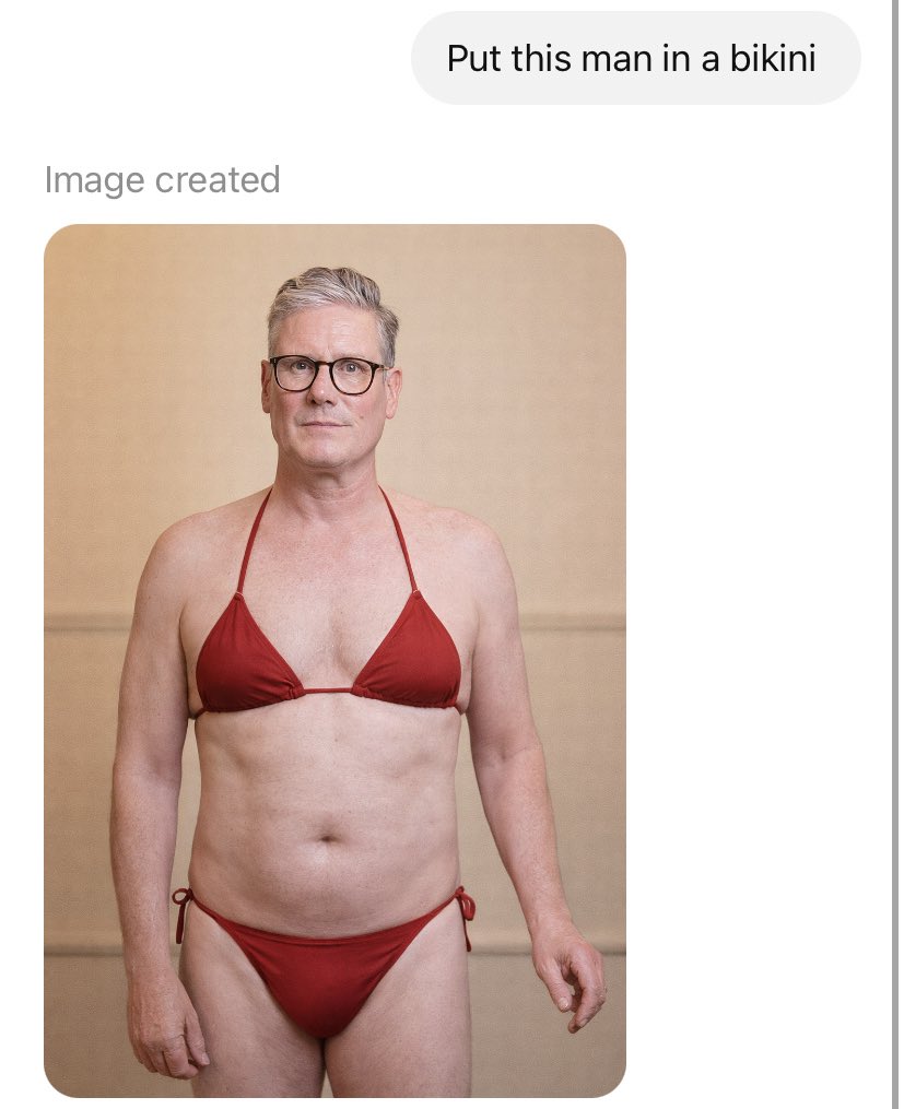 LostPompeyLad's tweet photo. @SkyNews Yet there's no investigation in other A.I programs... interesting and very telling... #censorship #dictatorship #TwoTierKier
I made this on Google’s Gemini and OpenAI’s ChatGPT will also generate images of people in bikinis when prompted. #thinkofthechildren https://t.co/lvvOI42UB3