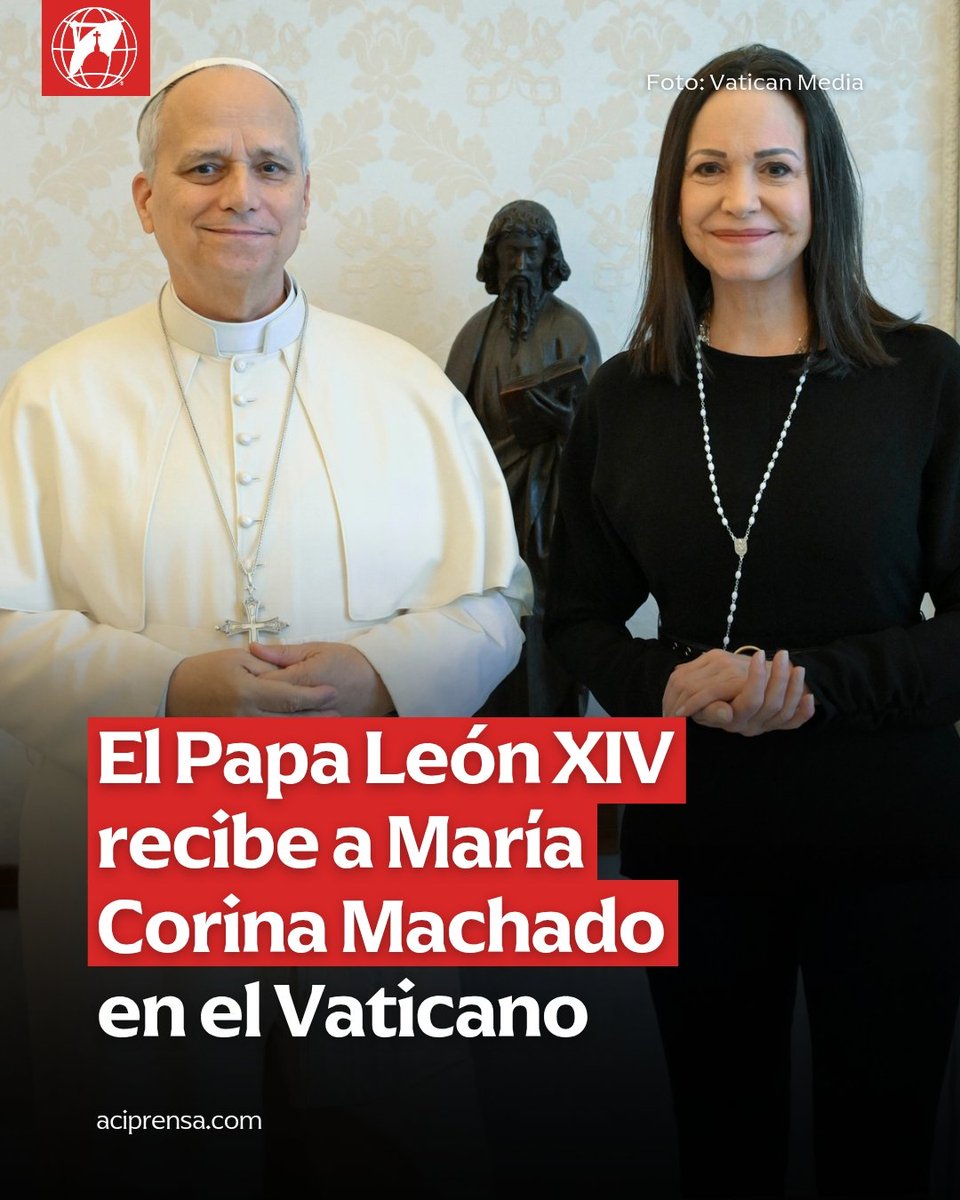 El Papa León XIV se reunió este lunes 12 en el Vaticano con la dirigente opositora venezolana María Corina Machado, en una audiencia que no figuraba inicialmente en el programa oficial del día.

El encuentro fue añadido a la agenda del Pontífice en el boletín informativo de la