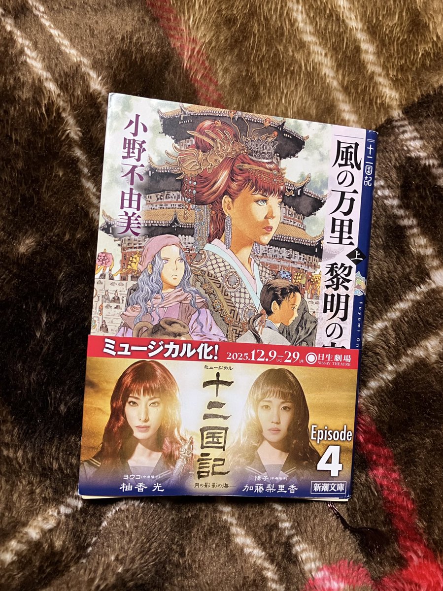 風の万里黎明の空・上読んだ
新たに買ったので柚香さん帯！
当時は鈴も祥瓊もダメだな〜って思ってた記憶があるけど、今読むと鈴は普通に可哀想だし、祥瓊なんて公主としての役割を示してくれる存在がいなかった事が大問題では？と思ってしまう…私が大人になったからか、時代が変わったからか…ふむ。