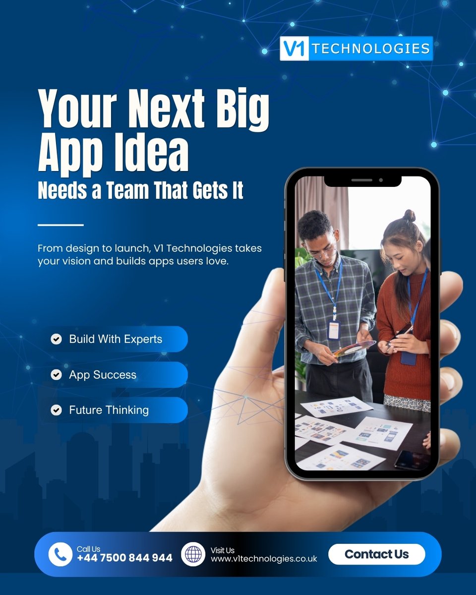 V1Technologies's tweet photo. 𝐅𝐫𝐨𝐦 𝐝𝐞𝐬𝐢𝐠𝐧 𝐭𝐨 𝐥𝐚𝐮𝐧𝐜𝐡, 𝐕𝟏 𝐓𝐞𝐜𝐡𝐧𝐨𝐥𝐨𝐠𝐢𝐞𝐬 takes your vision and builds apps users love. Don’t let your idea fade — make it unfor#appsuccess

#BuildWithExperts #AppSuccess

📞 Call: +44 7500 844 944
🌐 Visit: https://t.co/xVqk19BQiq https://t.co/6vzZMIayCw