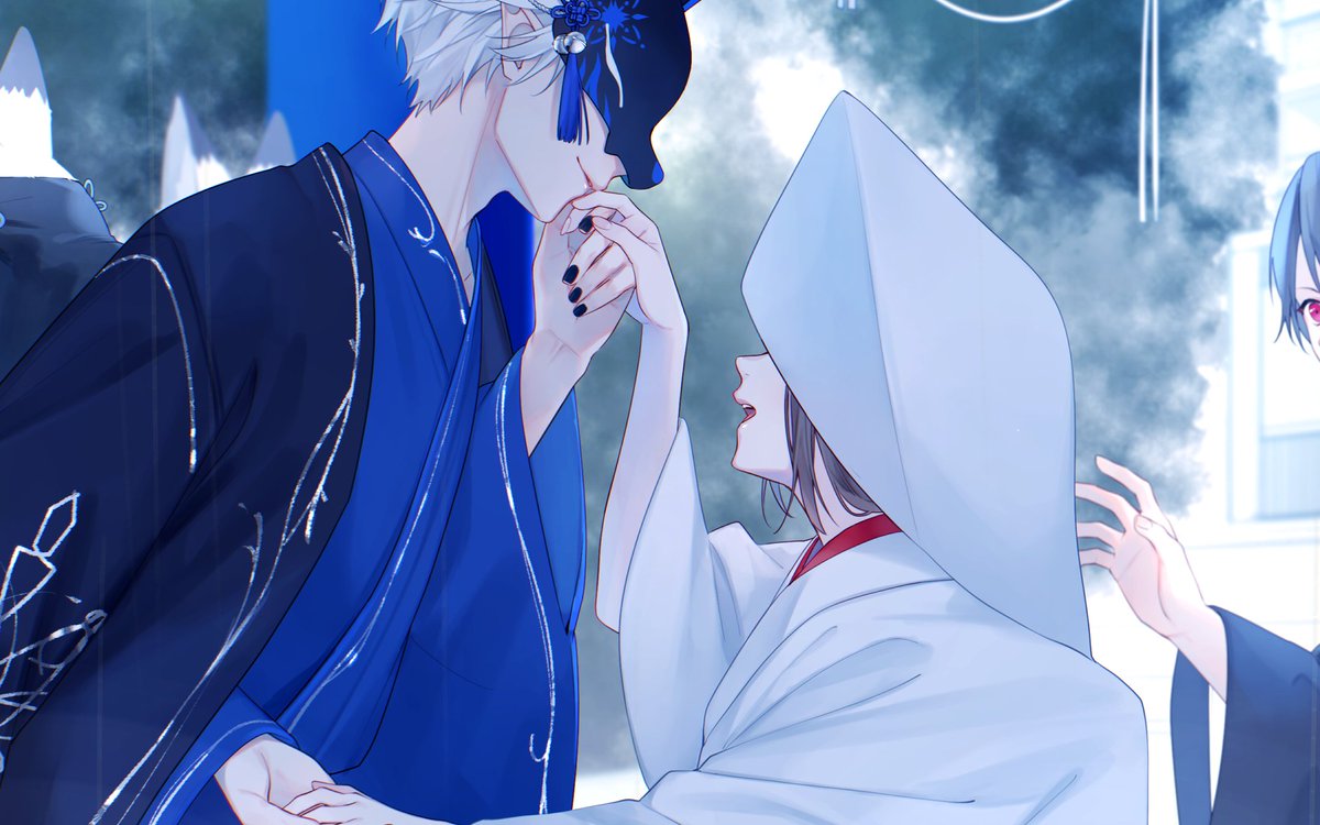 ao_yaduki's tweet image. 嫁入りの日の絵でもやってみたかった、、！