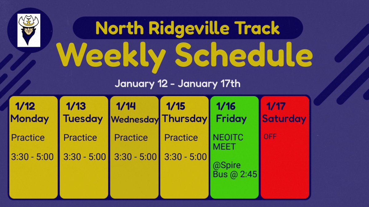 NRTrack's tweet image. Schedule this Week: 1/12 - 1/17