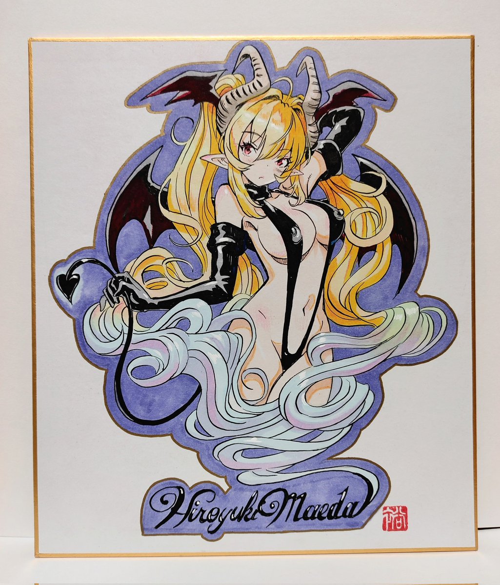honeybonesmaeda's tweet photo. とりあえず、3枚出来た〜
【魔法使い 　モーガン-ル·フェイ】
【小悪魔 デビーちゃん】
【エンジェル サーバント エルちゃん】
色つけには、大河原先生から直接頂いた、コピックセット‼　大事にとって置いたけど、アルコールが飛んじゃう前に使っておくことにしました。発色が綺麗。 https://t.co/Ydu3PCQ0lL