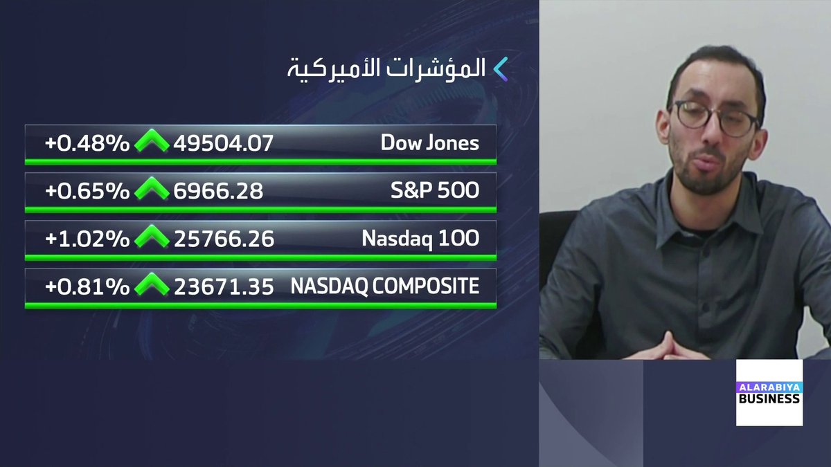 الخبير ومدير الاستثمار في BlackRock كريم شديد: نظرتنا إيجابية تجاه سوق الأسهم مع توسيع الاستثمارات من الشركات الكبرى للأصغر. المستثمر الأوروبي يواصل شراء الأسهم الأميركية لكن مع المزيد من التحوط. لدينا نظرة إيجابية تجاه الذهب والفضة في 2026. الطلب الكبير على الطاقة بسبب الذكاء الاصطناعي رفع أسعار المعادن الصناعية جرس الإغلاق _Business nadine_bn 