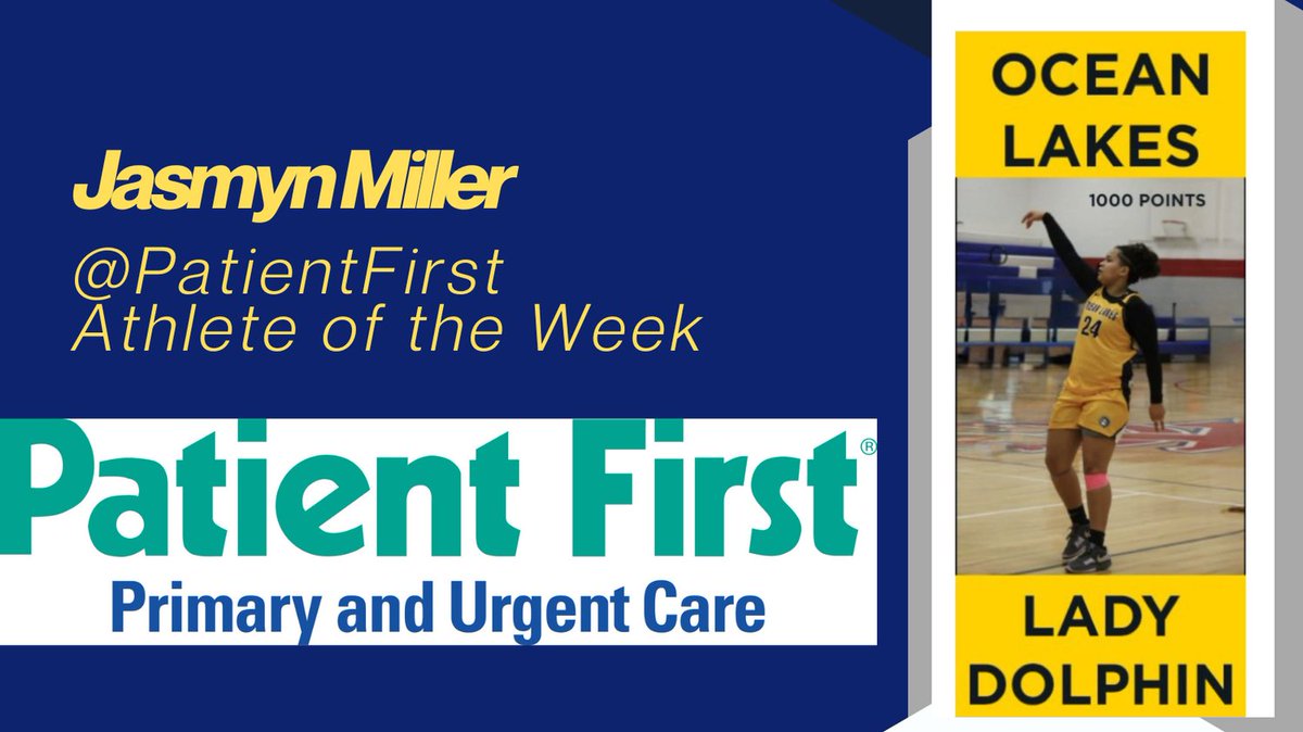 Congratulations to Jasmyn Miller on scoring 1000 points in her Ocean Lakes HS Basketball Career

@oceanlakeshs
@patientfirst