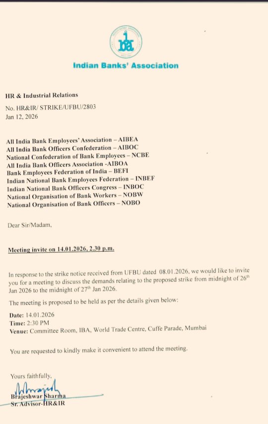 #IBA invites #bank #unions for talks to avert proposed #nationwide #strike .

<a href="/ChiefIba/">IBA_Chief_Executive</a> <a href="/DFS_India/">DFS</a> <a href="/FinMinIndia/">Ministry of Finance</a>