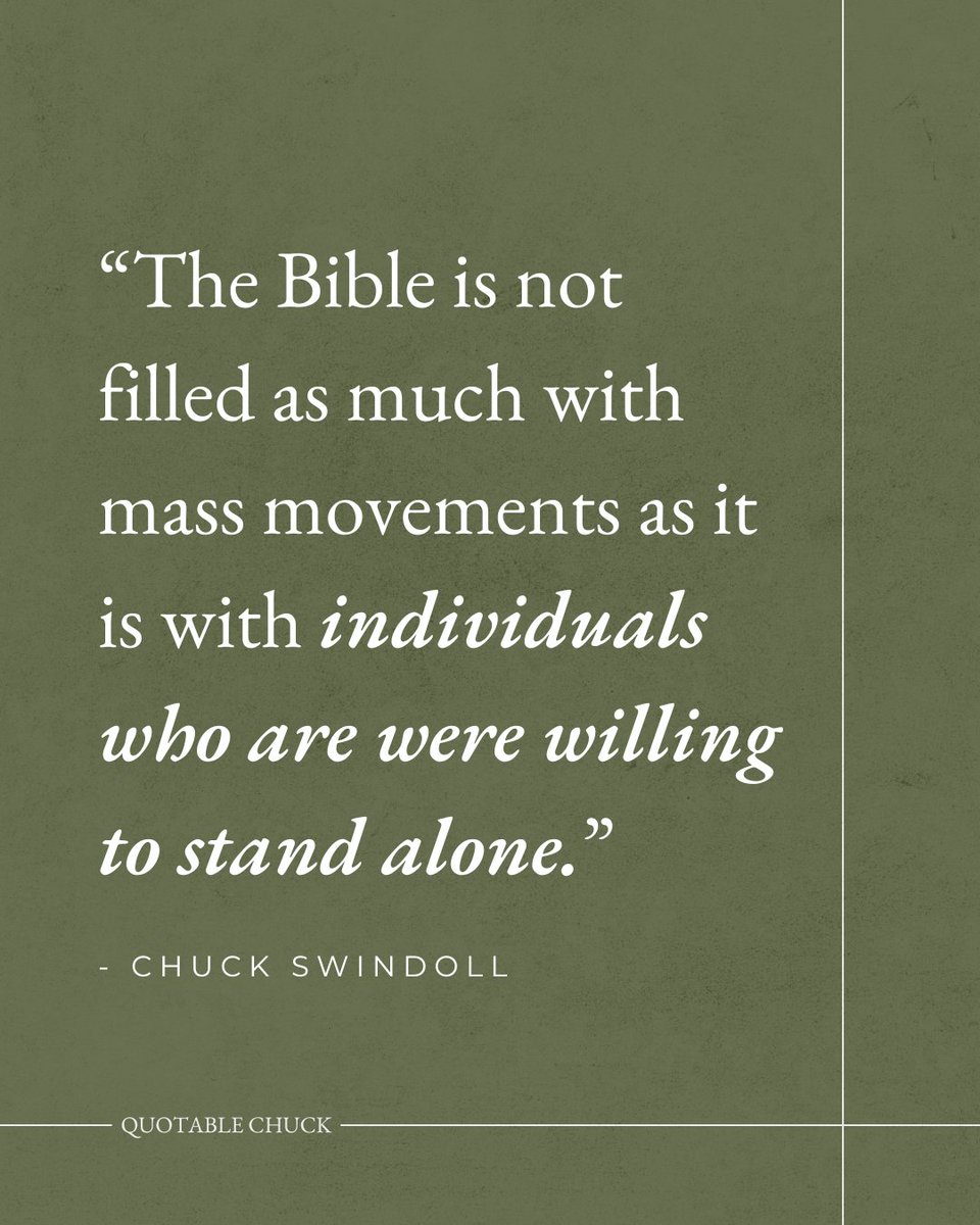 chuckswindoll's tweet image. Think about it: Noah built an ark while the world mocked. Abraham left everything familiar because God said go. Moses confronted Pharaoh with nothing but a staff and God's word. Elijah stood against 450 prophets of Baal. Esther risked her life with "if I perish, I perish." Daniel…